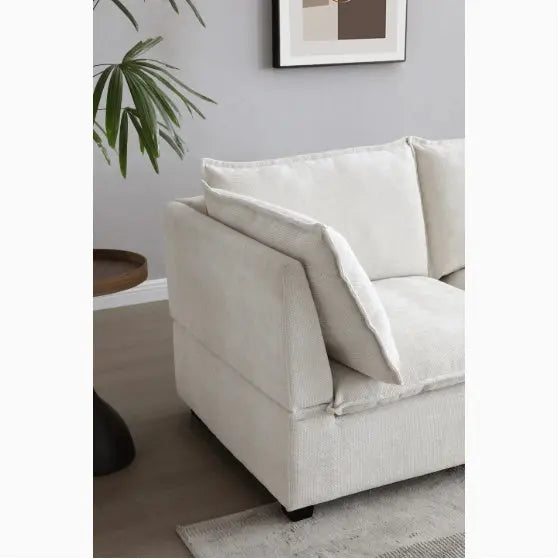 Convertible Linen Sectional Sofa Set