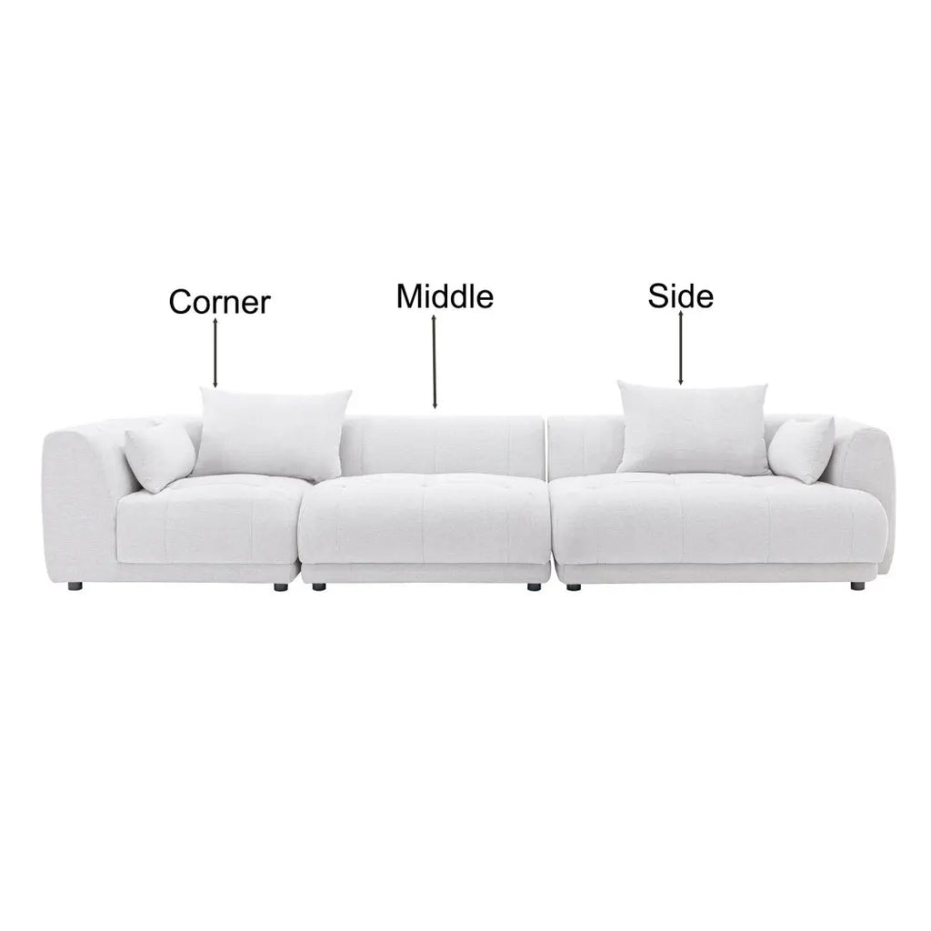 Soft Beige Sectional Sofa With Ottoman