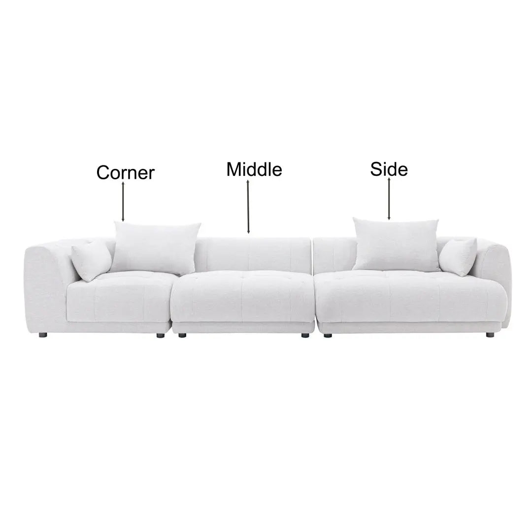 Soft Beige Sectional Sofa With Ottoman