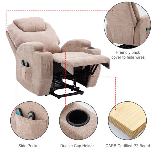 Fabric Recliner Sofa With Cup Holders