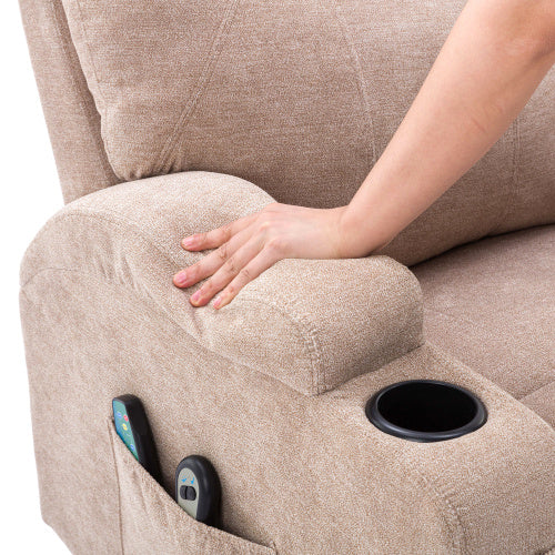 Fabric Recliner Sofa With Cup Holders