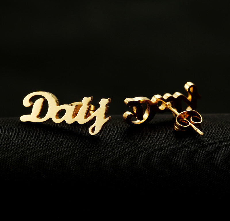 Stainless Steel Name Custom Earrings Personalized Letter Earrings Custom DIY English Name