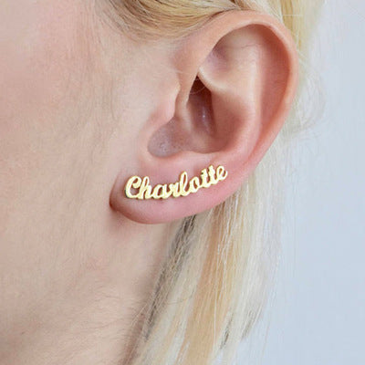 Stainless Steel Name Custom Earrings Personalized Letter Earrings Custom DIY English Name