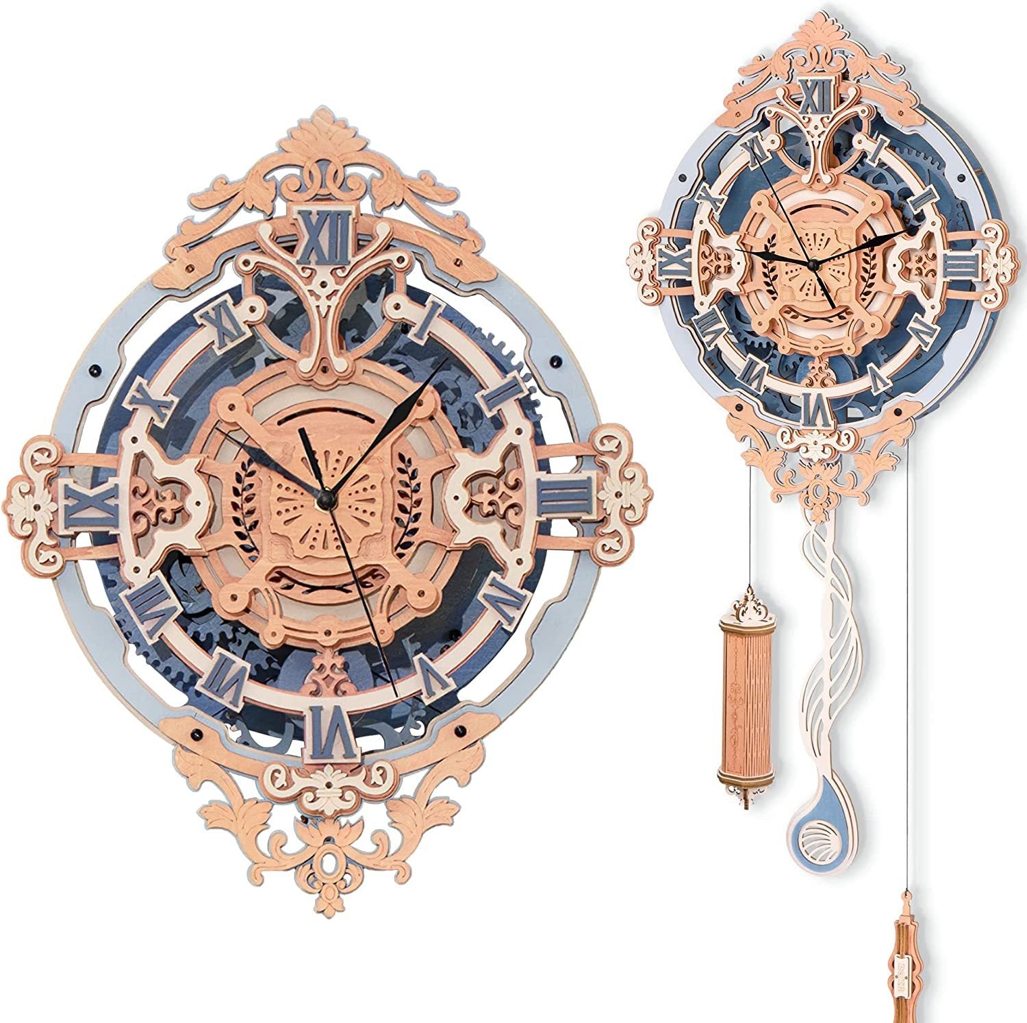 Robotime ROKR 3D Wooden Puzzle Time Art Romantic Notes Wall Clock Model Toys For Children Kids - LC701