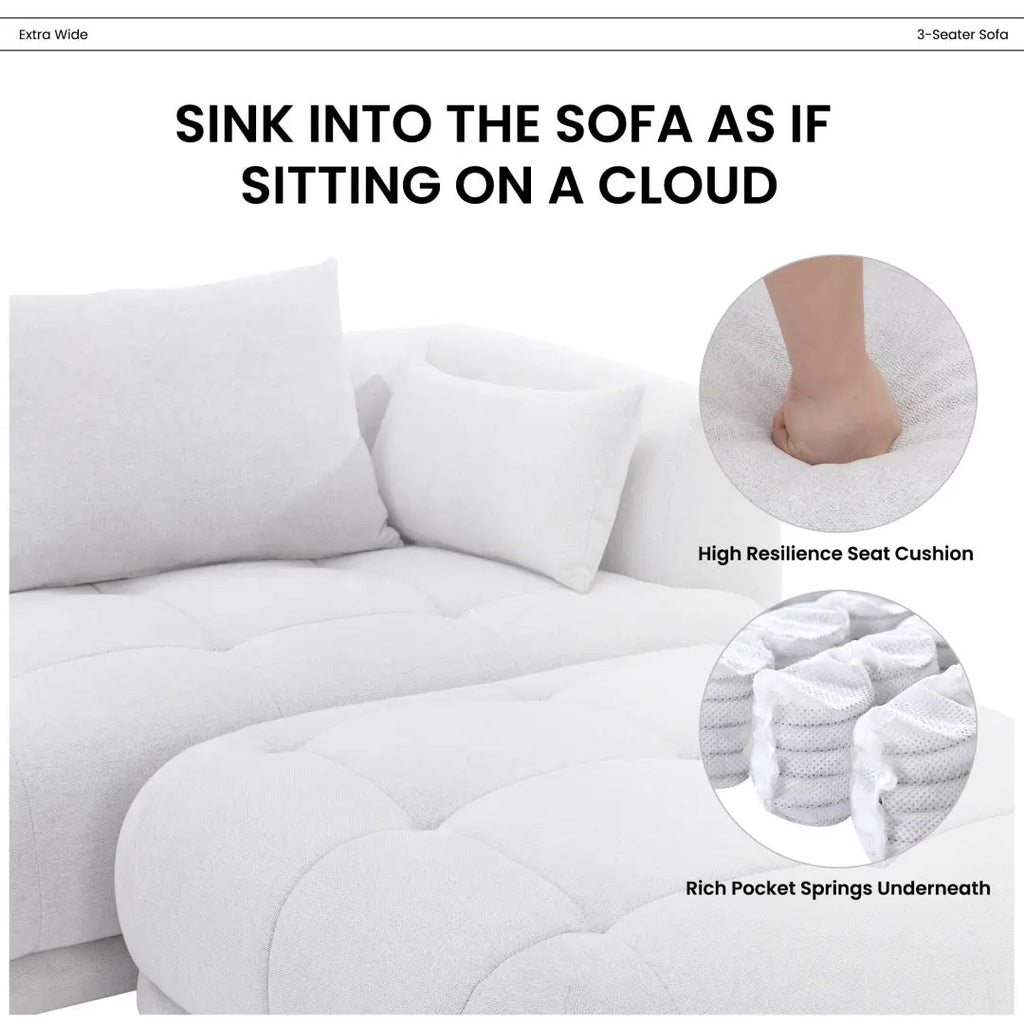 Soft Beige Sectional Sofa With Ottoman