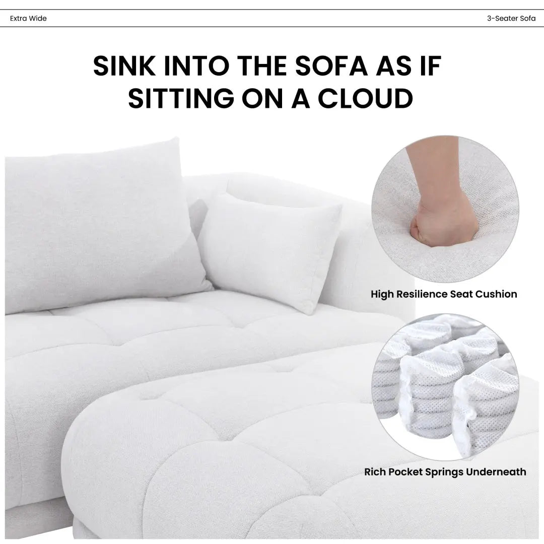 Soft Beige Sectional Sofa With Ottoman