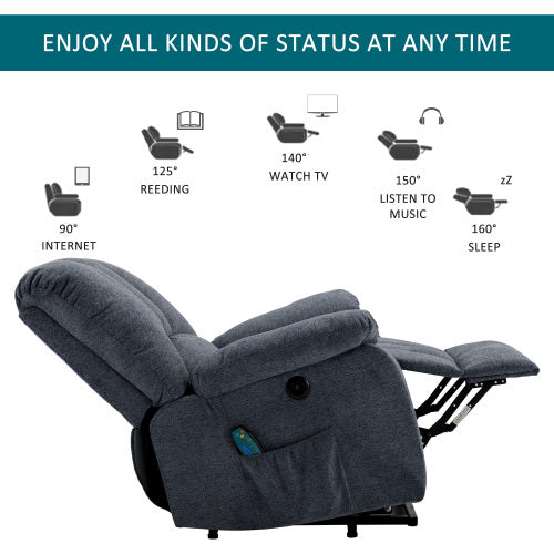 Fabric Recliner With USB & Heat