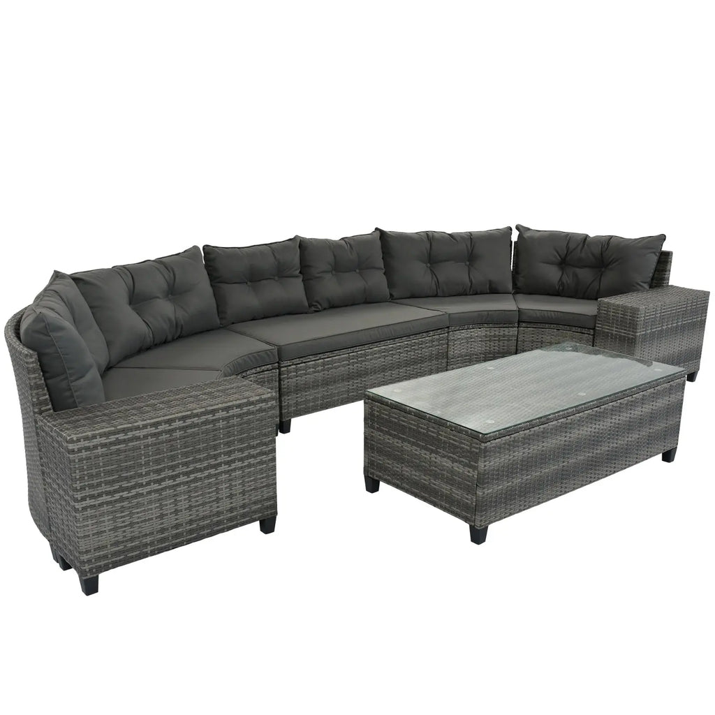 Half-Moon Outdoor Wicker Sofa Set