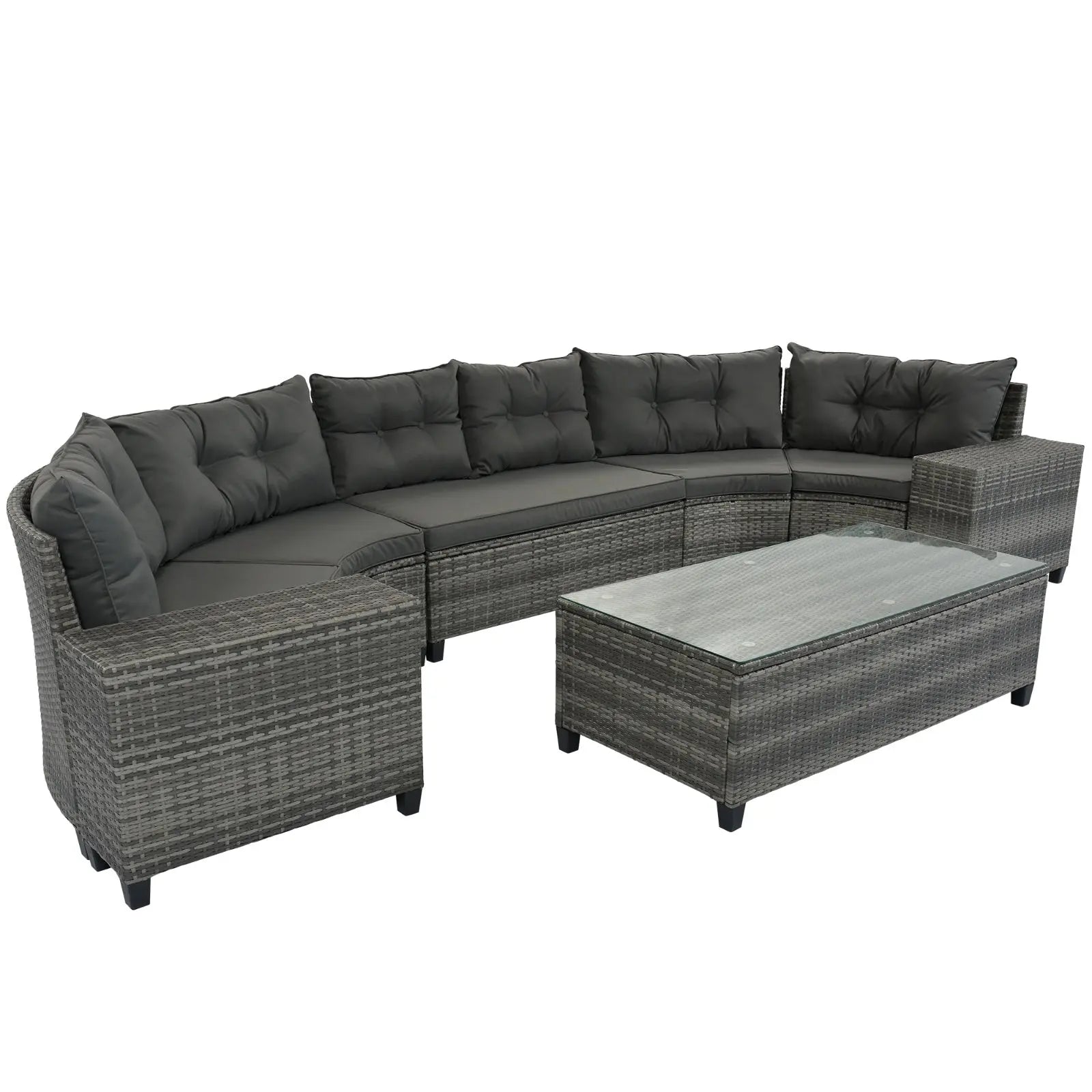Half-Moon Outdoor Wicker Sofa Set
