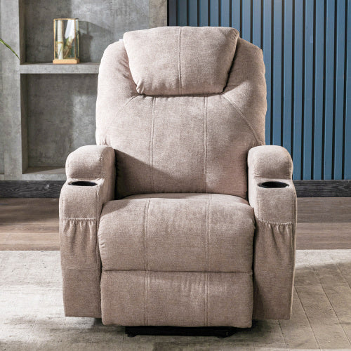 Fabric Recliner Sofa With Cup Holders
