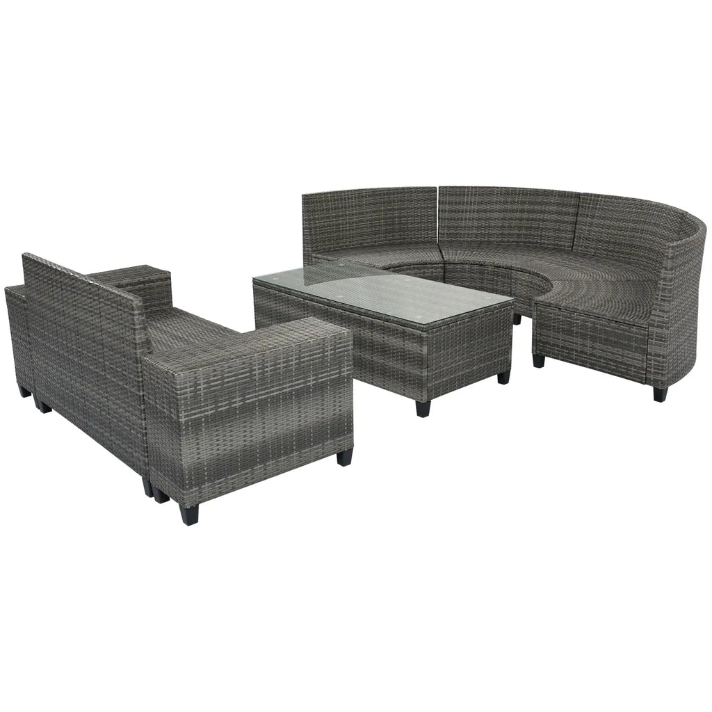 Half-Moon Outdoor Wicker Sofa Set