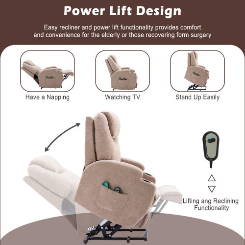 Fabric Recliner Sofa With Cup Holders