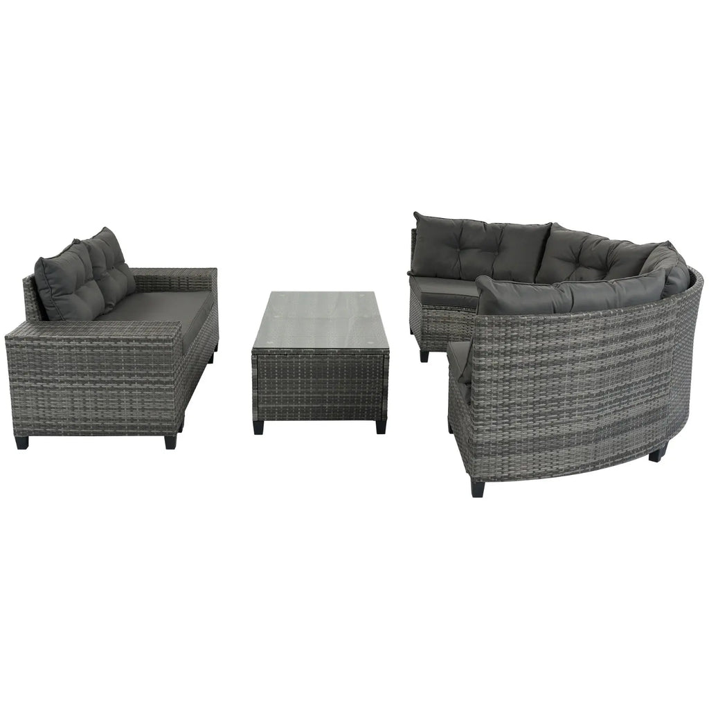 Half-Moon Outdoor Wicker Sofa Set