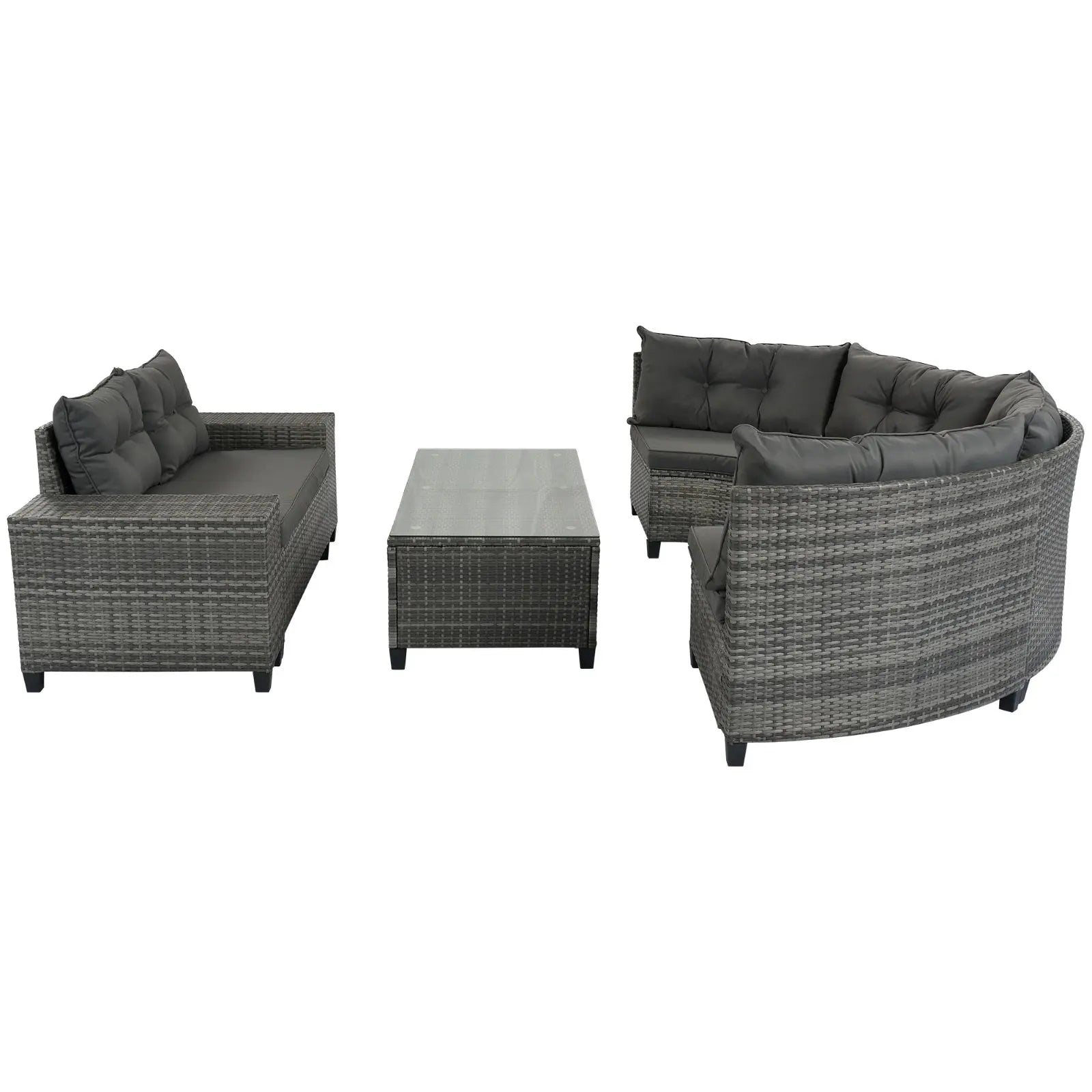Half-Moon Outdoor Wicker Sofa Set