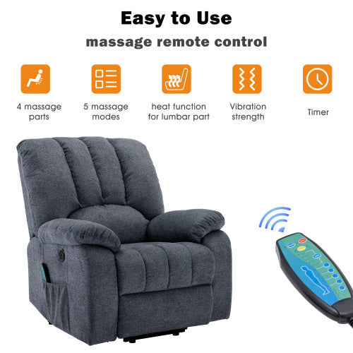 Fabric Recliner With USB & Heat
