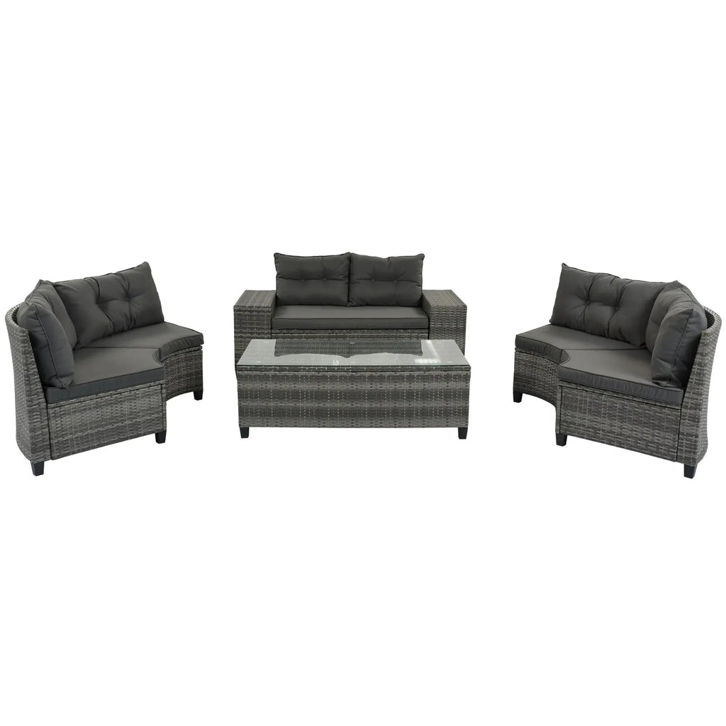 Half-Moon Outdoor Wicker Sofa Set