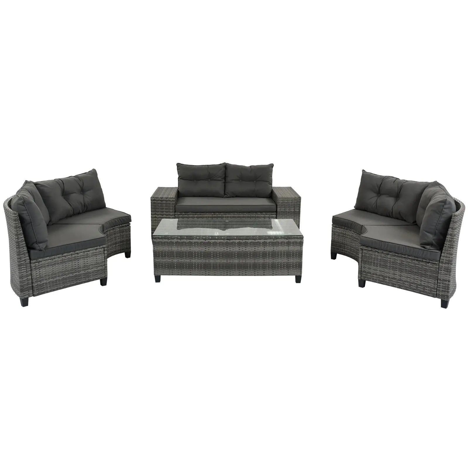 Half-Moon Outdoor Wicker Sofa Set