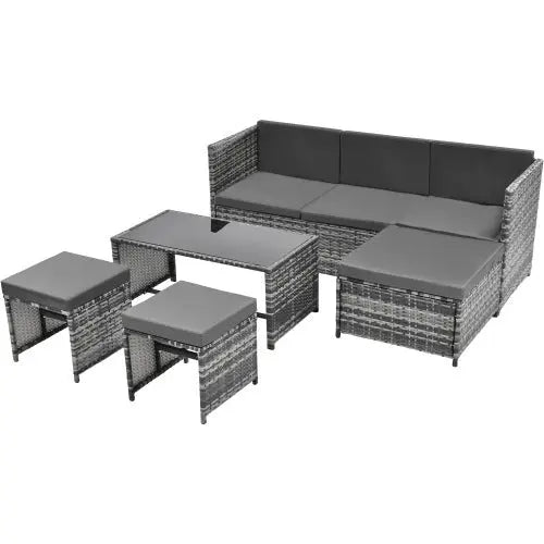 Outdoor Grey Rattan Patio Sofa Set
