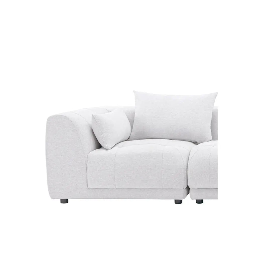 Soft Beige Sectional Sofa With Ottoman