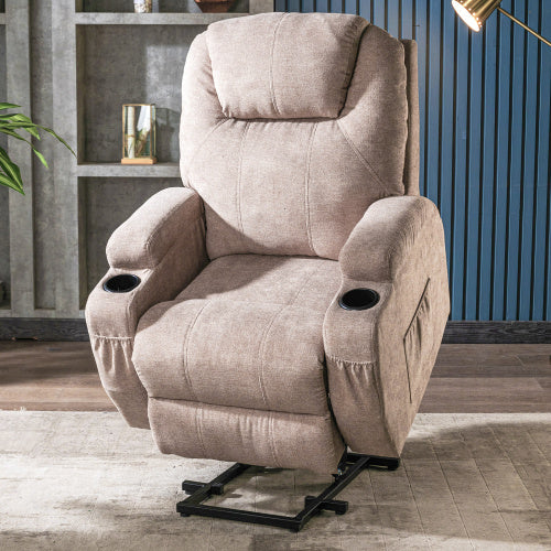 Fabric Recliner Sofa With Cup Holders